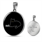 Meh White Cat Circle Necklace Stainless Steel or 18k Gold 18-22"-Express Your Love Gifts