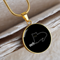Meh White Cat Circle Necklace Stainless Steel or 18k Gold 18-22"-Express Your Love Gifts