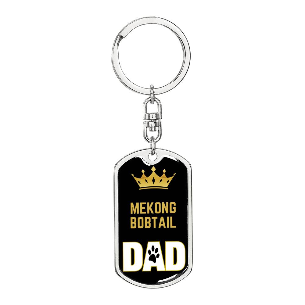 Mekong Bobtail Cat Dad King Keychain Stainless Steel or 18k Gold-Express Your Love Gifts