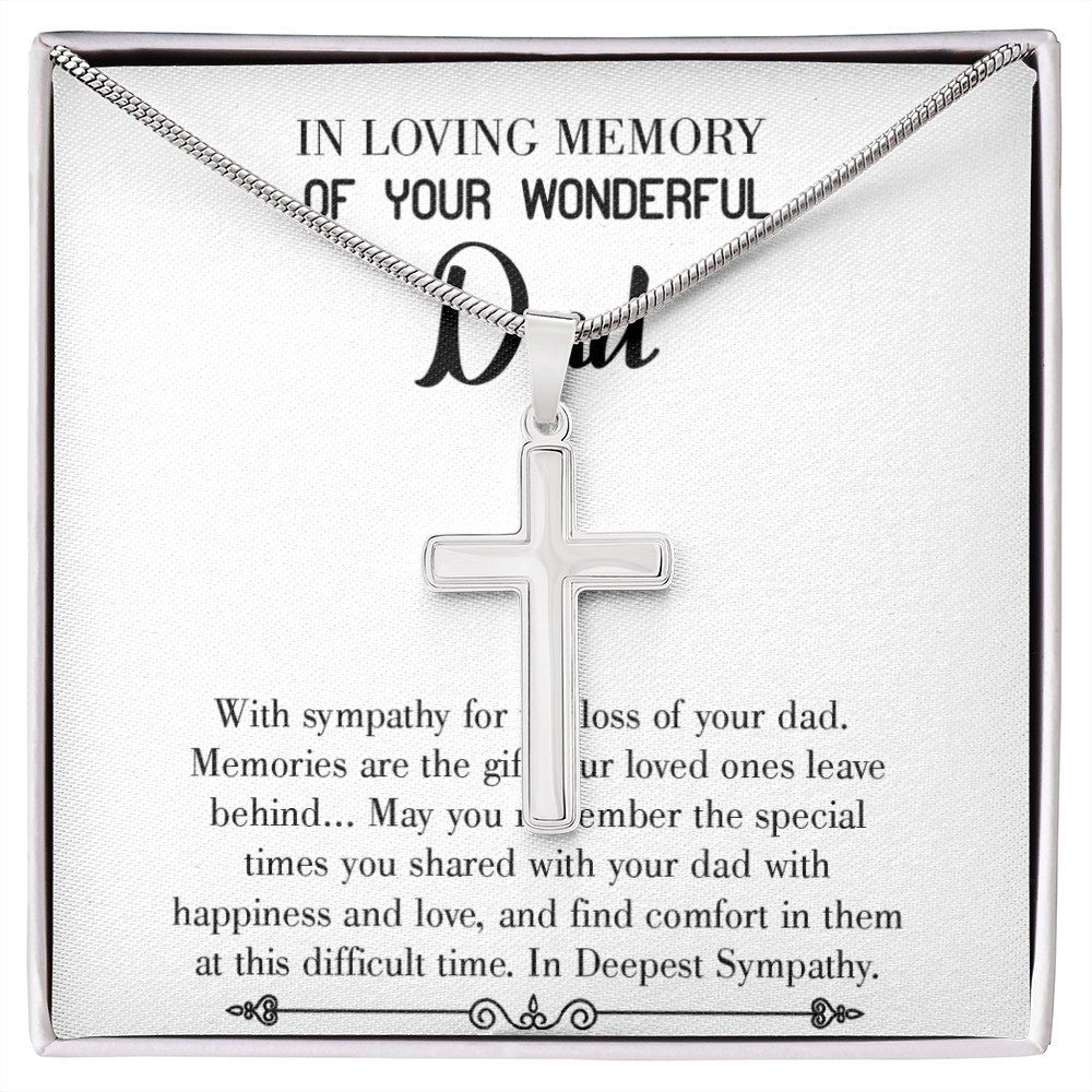 Memories Are Gifts Dad Memorial Gift Dad Memorial Cross Necklace Sympathy Gift Loss of Father Condolence Message Card-Express Your Love Gifts