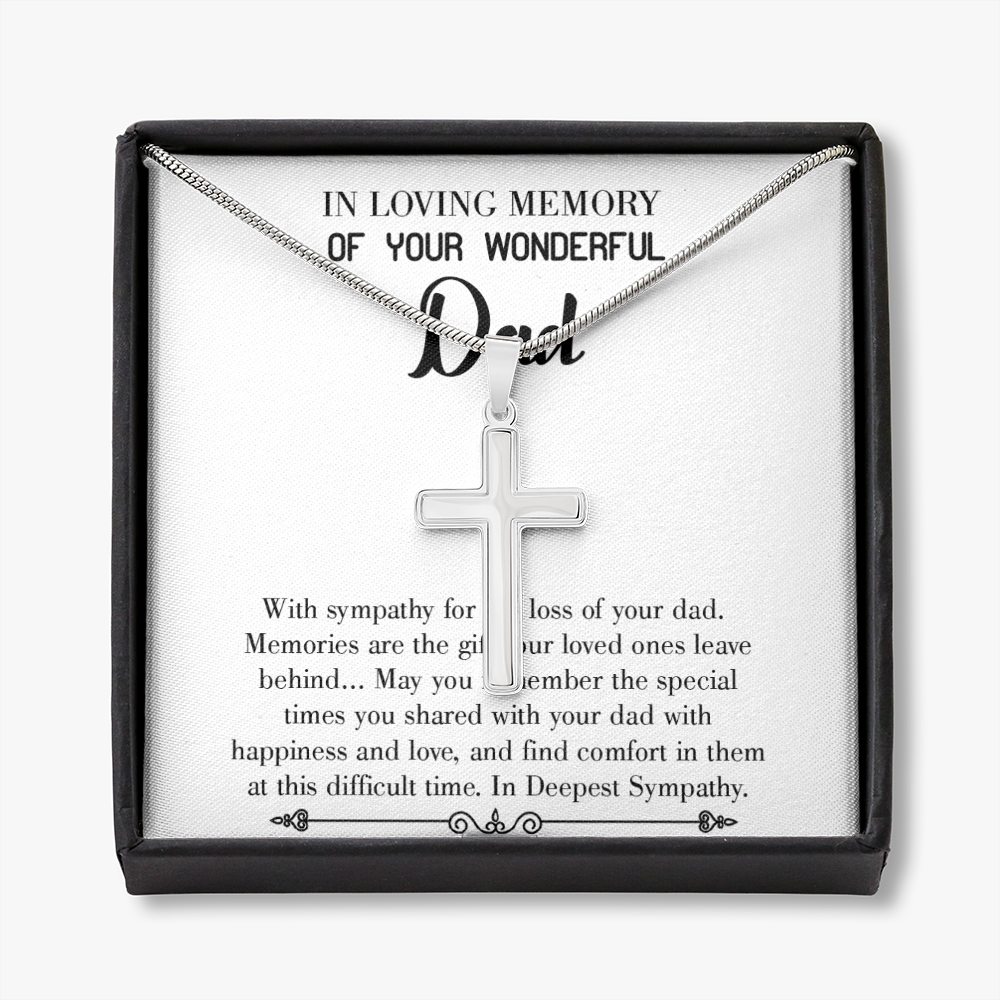 Memories Are Gifts Dad Memorial Gift Dad Memorial Cross Necklace Sympathy Gift Loss of Father Condolence Message Card-Express Your Love Gifts