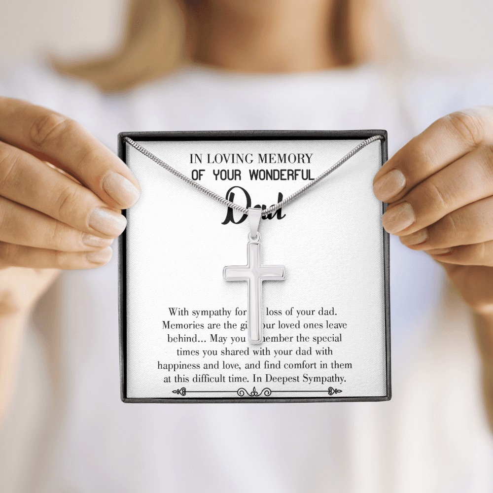 Memories Are Gifts Dad Memorial Gift Dad Memorial Cross Necklace Sympathy Gift Loss of Father Condolence Message Card-Express Your Love Gifts