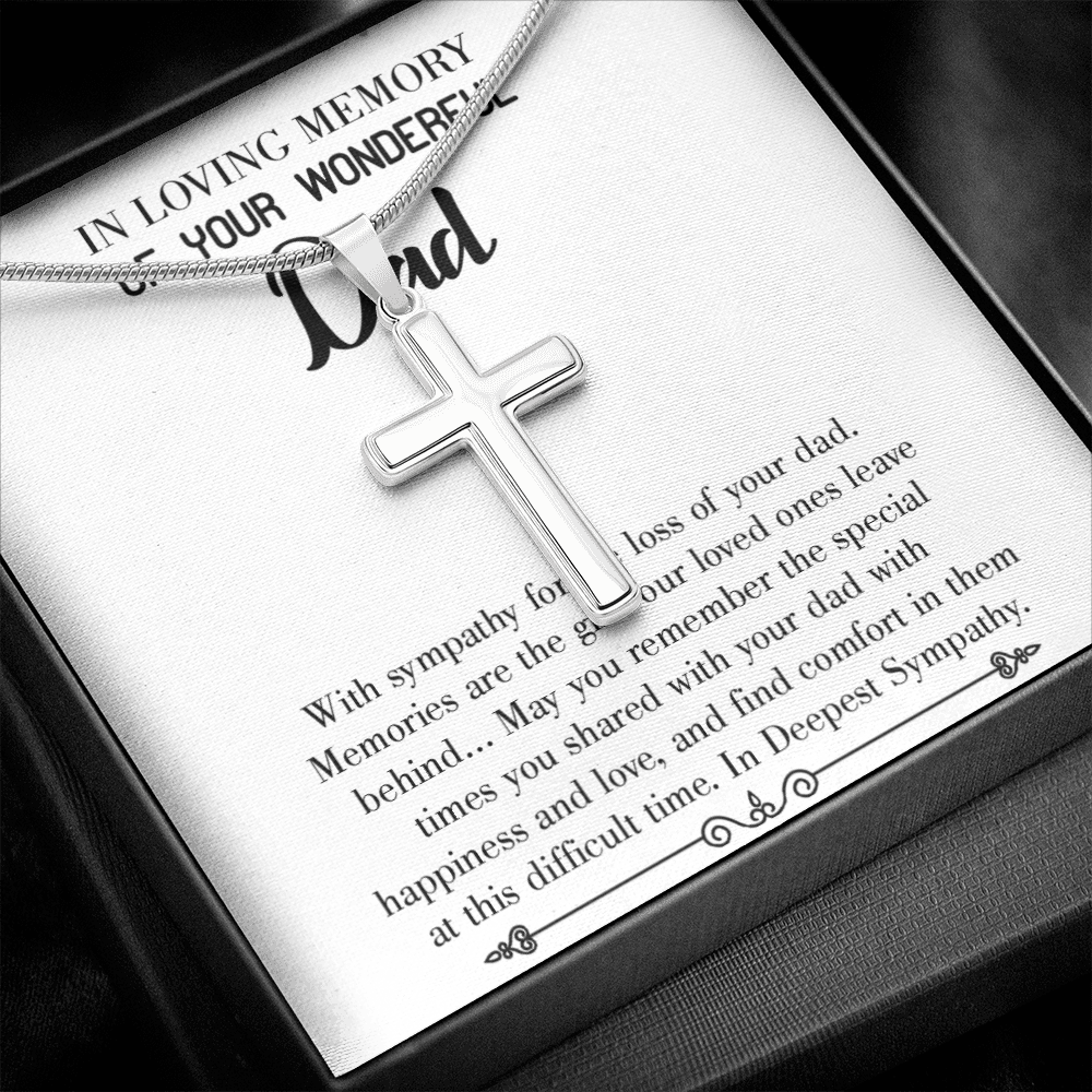 Memories Are Gifts Dad Memorial Gift Dad Memorial Cross Necklace Sympathy Gift Loss of Father Condolence Message Card-Express Your Love Gifts