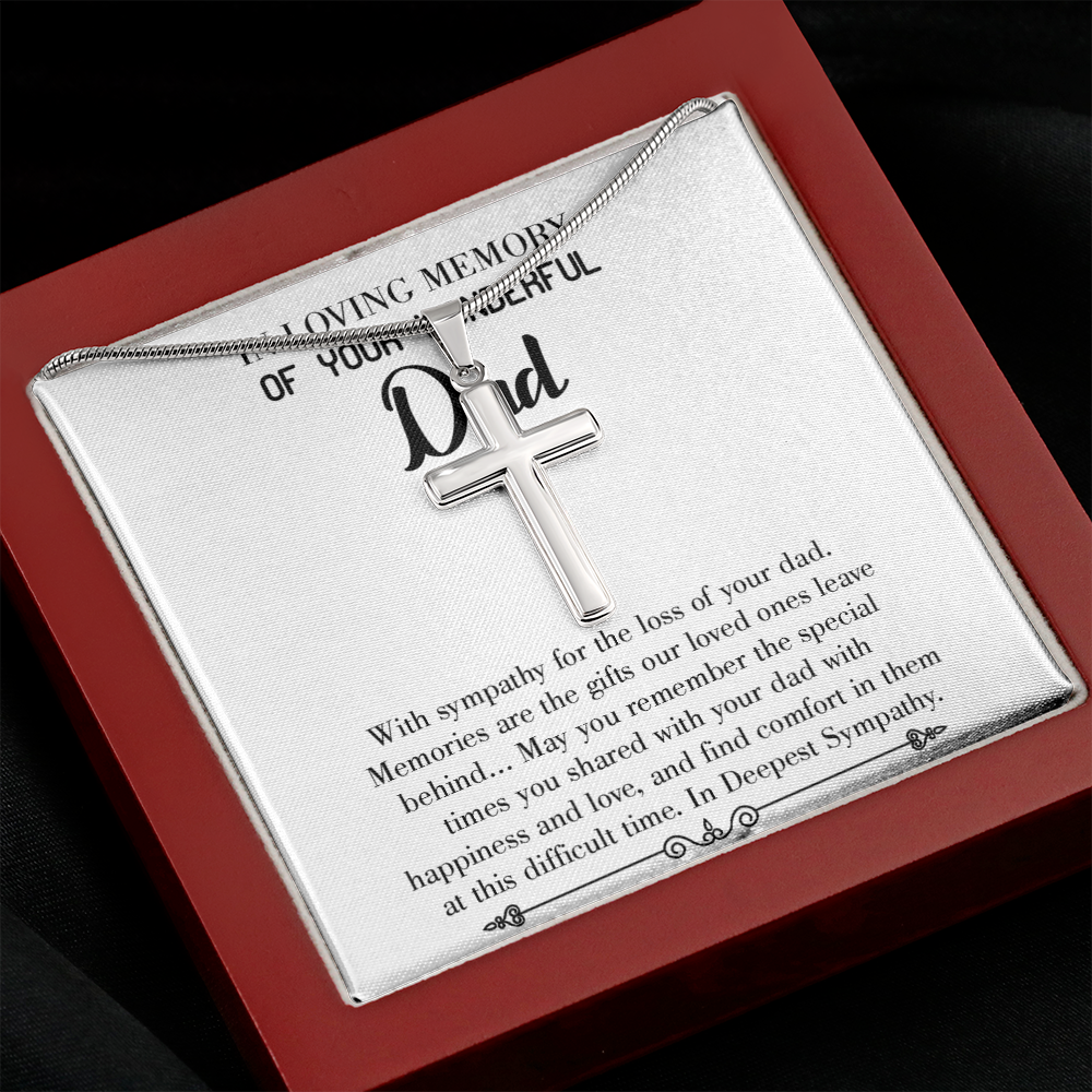 Memories Are Gifts Dad Memorial Gift Dad Memorial Cross Necklace Sympathy Gift Loss of Father Condolence Message Card-Express Your Love Gifts