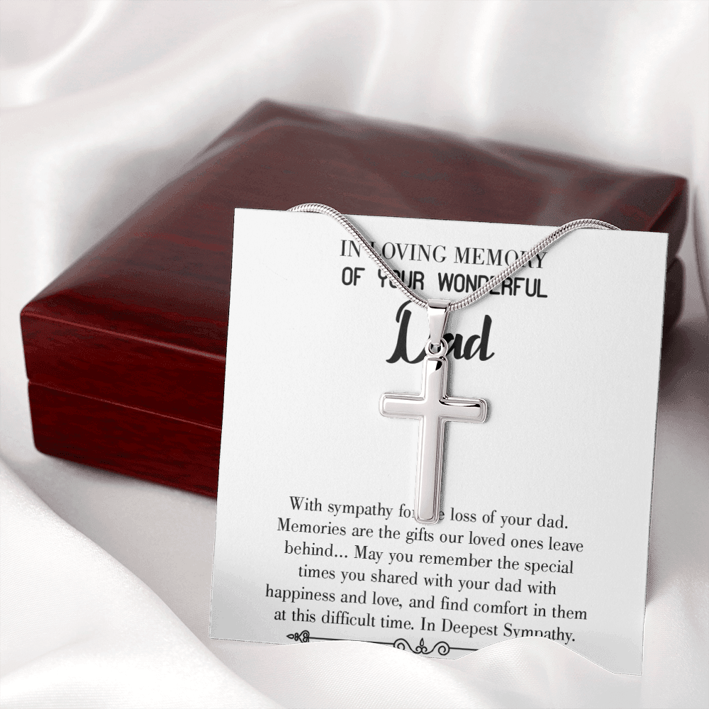 Memories Are Gifts Dad Memorial Gift Dad Memorial Cross Necklace Sympathy Gift Loss of Father Condolence Message Card-Express Your Love Gifts