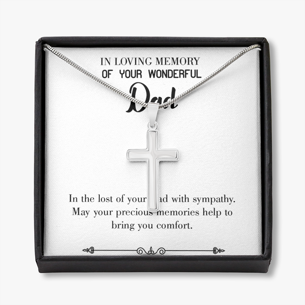 Memories Bring Comforts Dad Memorial Gift Dad Memorial Cross Necklace Sympathy Gift Loss of Father Condolence Message Card-Express Your Love Gifts
