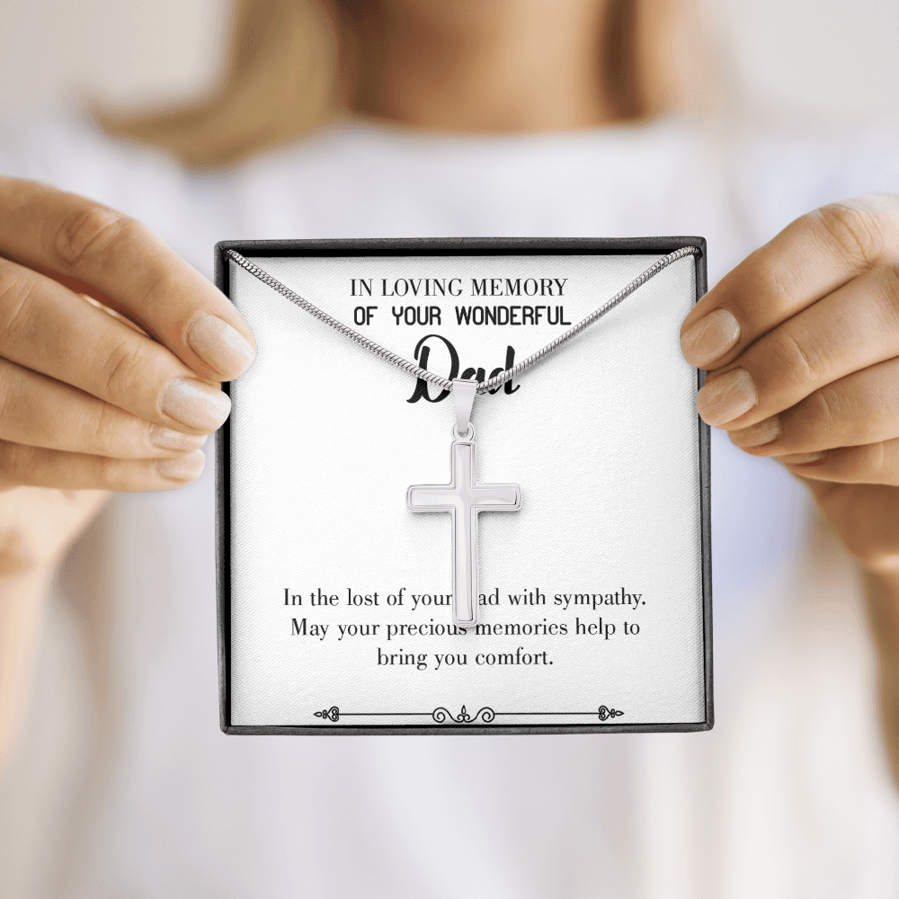 Memories Bring Comforts Dad Memorial Gift Dad Memorial Cross Necklace Sympathy Gift Loss of Father Condolence Message Card-Express Your Love Gifts