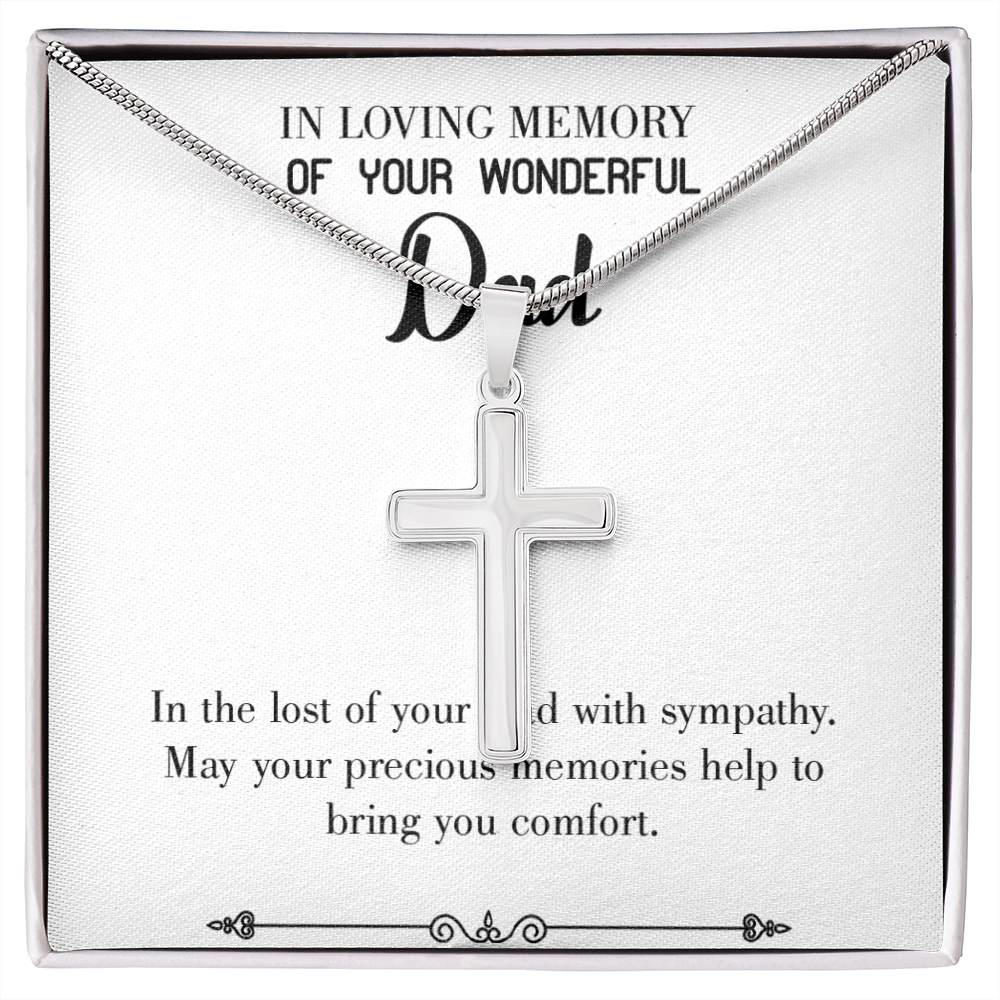 Memories Bring Comforts Dad Memorial Gift Dad Memorial Cross Necklace Sympathy Gift Loss of Father Condolence Message Card-Express Your Love Gifts