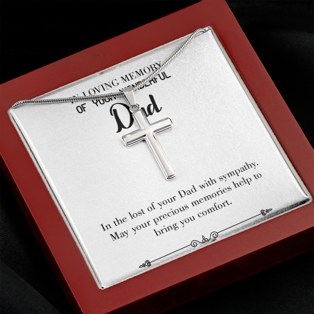 Memories Bring Comforts Dad Memorial Gift Dad Memorial Cross Necklace Sympathy Gift Loss of Father Condolence Message Card-Express Your Love Gifts