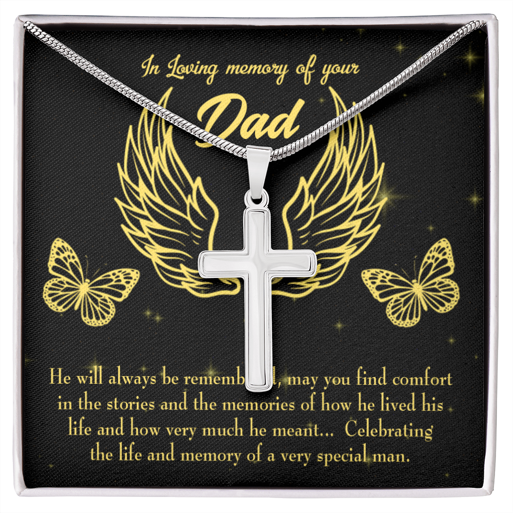 Memory of a Special Man Dad Memorial Gift Dad Memorial Cross Necklace Sympathy Gift Loss of Father Condolence Message Card-Express Your Love Gifts
