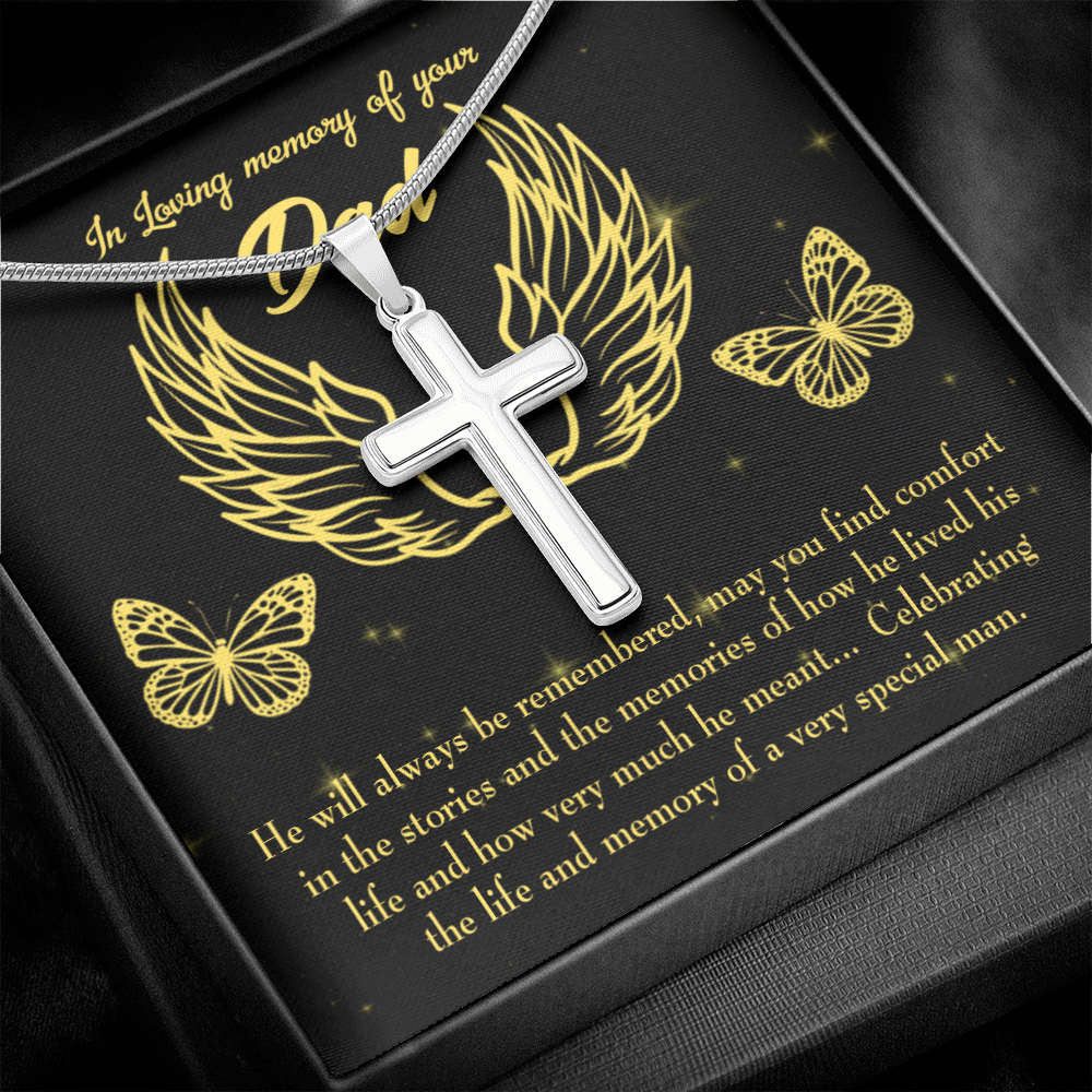 Memory of a Special Man Dad Memorial Gift Dad Memorial Cross Necklace Sympathy Gift Loss of Father Condolence Message Card-Express Your Love Gifts