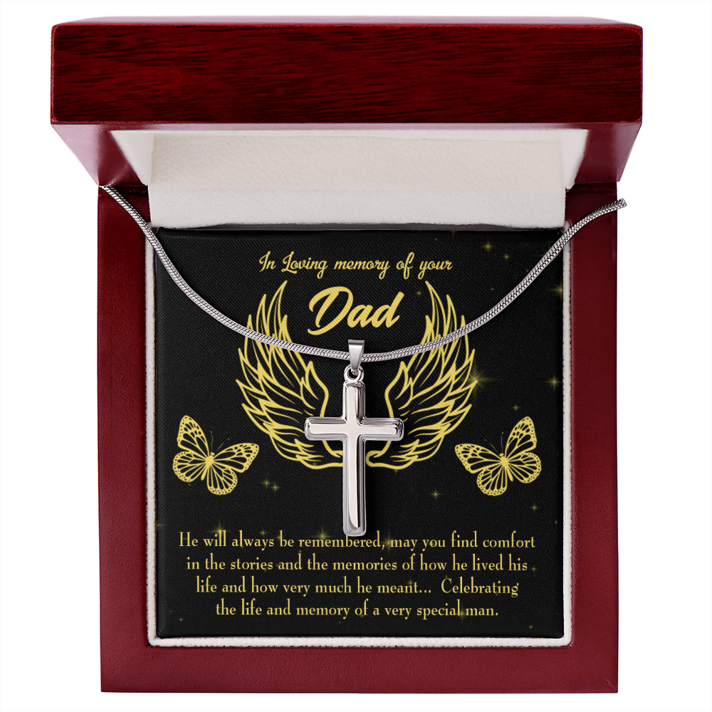 Memory of a Special Man Dad Memorial Gift Dad Memorial Cross Necklace Sympathy Gift Loss of Father Condolence Message Card-Express Your Love Gifts
