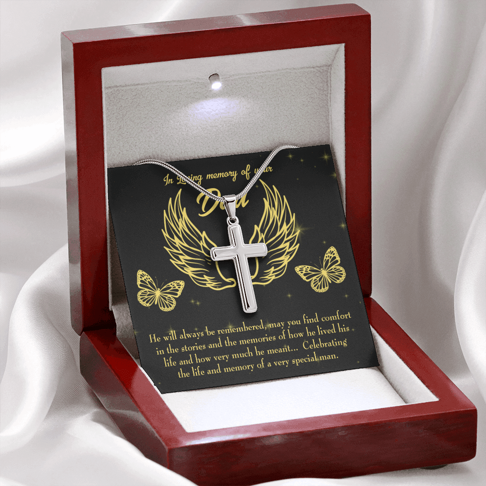 Memory of a Special Man Dad Memorial Gift Dad Memorial Cross Necklace Sympathy Gift Loss of Father Condolence Message Card-Express Your Love Gifts