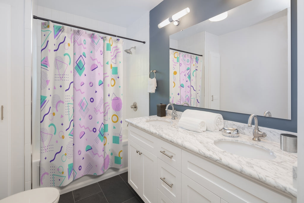 Memphis Pattern Collection Stylish Design 71" x 74" Elegant Waterproof Shower Curtain for a Spa-like Bathroom Paradise Exceptional Craftsmanship-Express Your Love Gifts