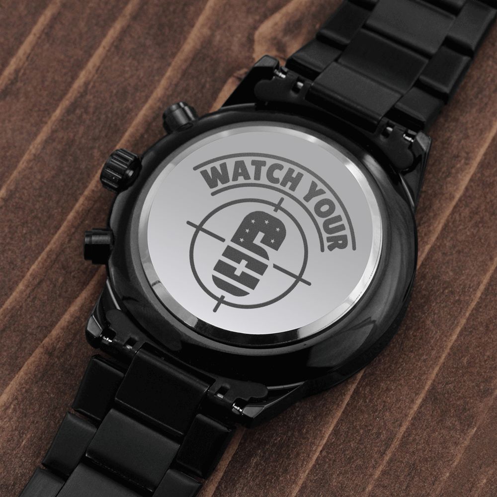 Men's Watch Your 6 Engraved Multifunction Policeman Men's Watch Stainless Steel W Copper Dial-Express Your Love Gifts