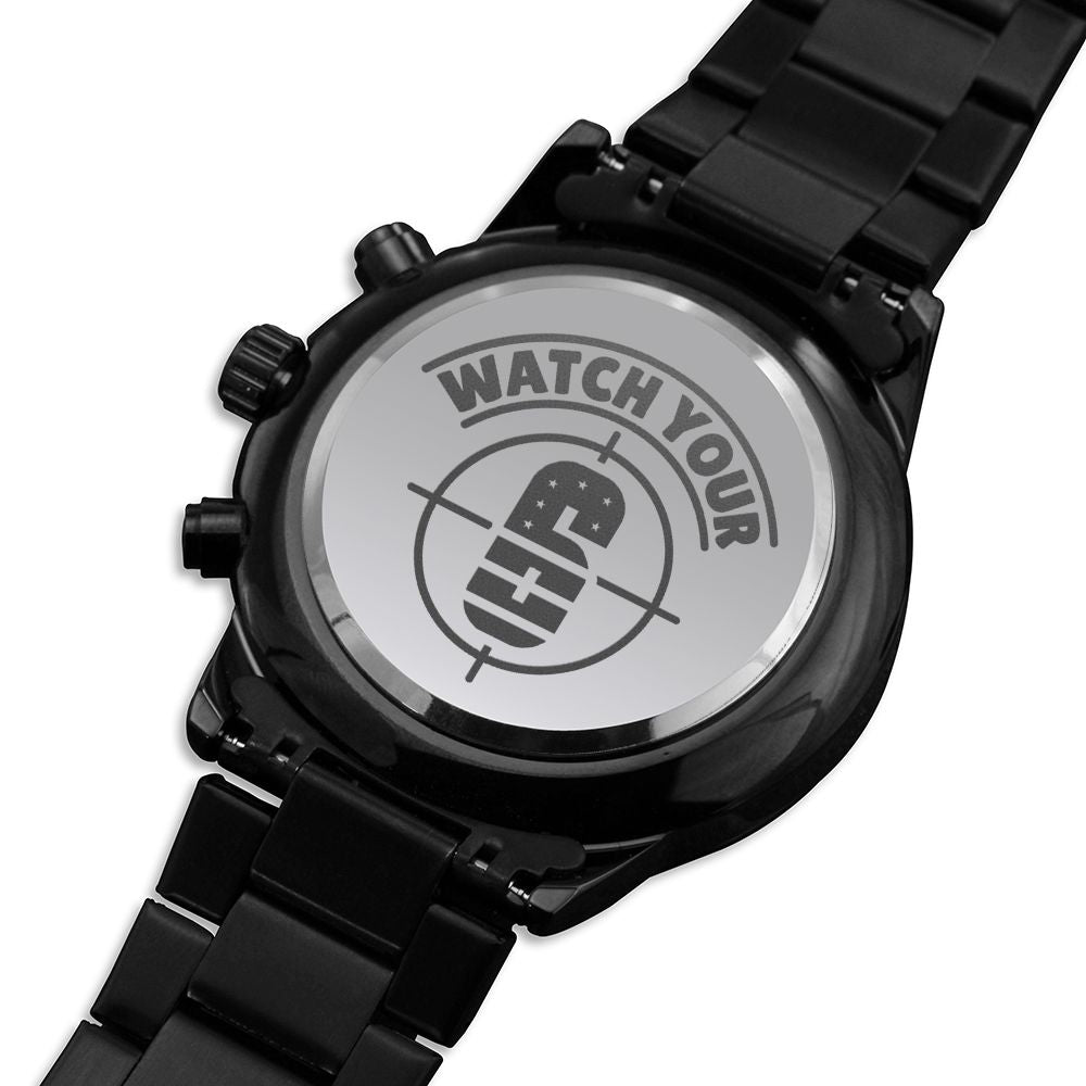 Men's Watch Your 6 Engraved Multifunction Policeman Men's Watch Stainless Steel W Copper Dial-Express Your Love Gifts