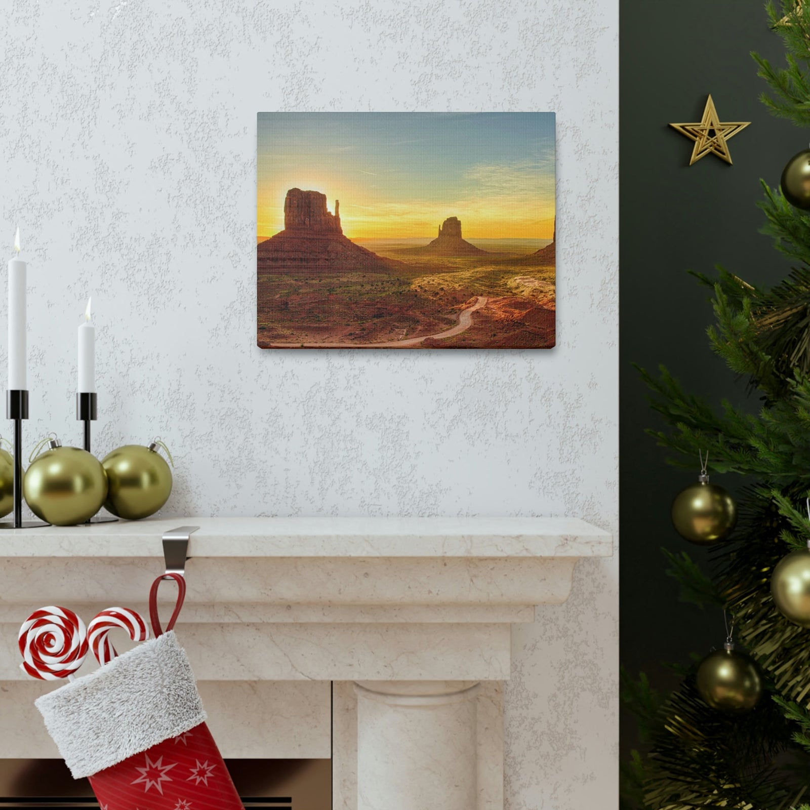 Mesmerizing Sunrise at the Valley Scene Beautiful Astounding and Incredible Beauty Nature Scene Big Rocks and Sun Wall Art Ready to Hang Unframed-Express Your Love Gifts