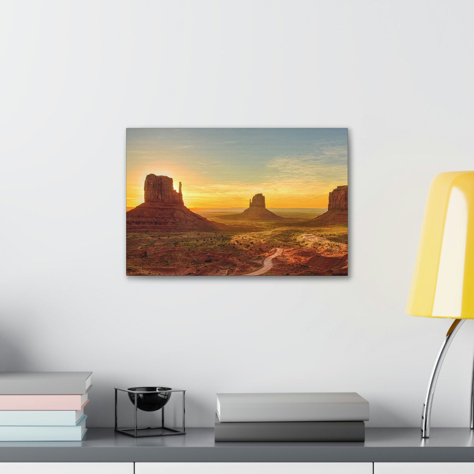 Mesmerizing Sunrise at the Valley Scene Beautiful Astounding and Incredible Beauty Nature Scene Big Rocks and Sun Wall Art Ready to Hang Unframed-Express Your Love Gifts