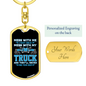 Mess With My Truck Swivel Trucker Keychain Dog Tag Stainless Steel or 18k Gold-Express Your Love Gifts
