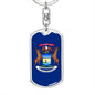 Michigan State Flag Keychain Dog Tag Stainless Steel or 18k Gold-Express Your Love Gifts