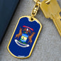 Michigan State Flag Keychain Dog Tag Stainless Steel or 18k Gold-Express Your Love Gifts