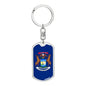 Michigan State Flag Keychain Dog Tag Stainless Steel or 18k Gold-Express Your Love Gifts