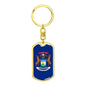 Michigan State Flag Keychain Dog Tag Stainless Steel or 18k Gold-Express Your Love Gifts