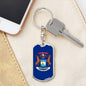 Michigan State Flag Keychain Dog Tag Stainless Steel or 18k Gold-Express Your Love Gifts