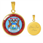 Michigan State Seal Necklace Circle Pendant Stainless Steel or 18k Gold 18-22"-Express Your Love Gifts