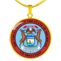 Michigan State Seal Necklace Circle Pendant Stainless Steel or 18k Gold 18-22"-Express Your Love Gifts