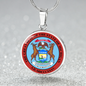 Michigan State Seal Necklace Circle Pendant Stainless Steel or 18k Gold 18-22"-Express Your Love Gifts
