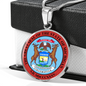 Michigan State Seal Necklace Circle Pendant Stainless Steel or 18k Gold 18-22"-Express Your Love Gifts