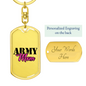 Military Mom Swivel Keychain Dog Tag Stainless Steel or 18k Gold-Express Your Love Gifts