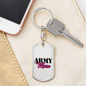 Military Mom Swivel Keychain Dog Tag Stainless Steel or 18k Gold-Express Your Love Gifts