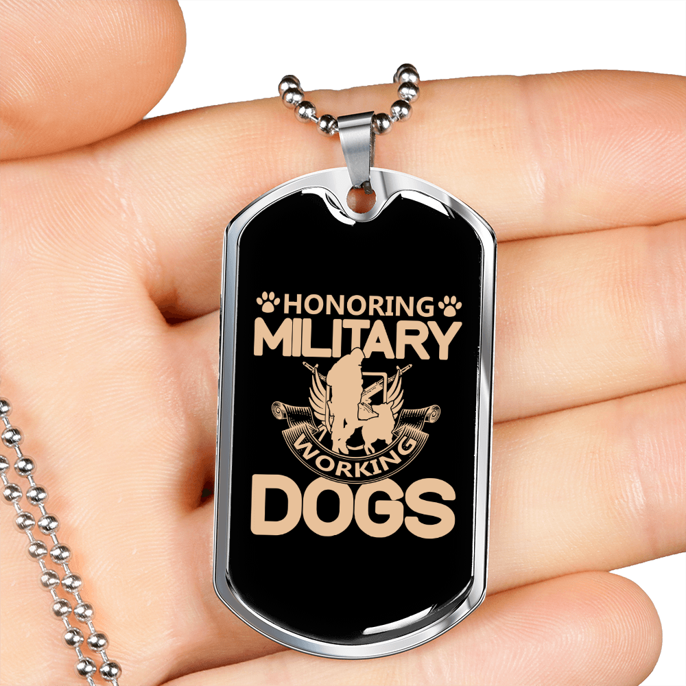 Military Working Dogs Necklace Stainless Steel or 18k Gold Dog Tag 24" Chain-Express Your Love Gifts