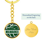 Milwaukee Basketball City Circle Keychain Stainless Steel or 18k Gold Pendant-Express Your Love Gifts