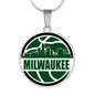 Milwaukee Basketball City Necklace Circle Pendant Stainless Steel or 18k Gold 18-22-Express Your Love Gifts