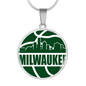 Milwaukee Basketball City Necklace Circle Pendant Stainless Steel or 18k Gold 18-22-Express Your Love Gifts