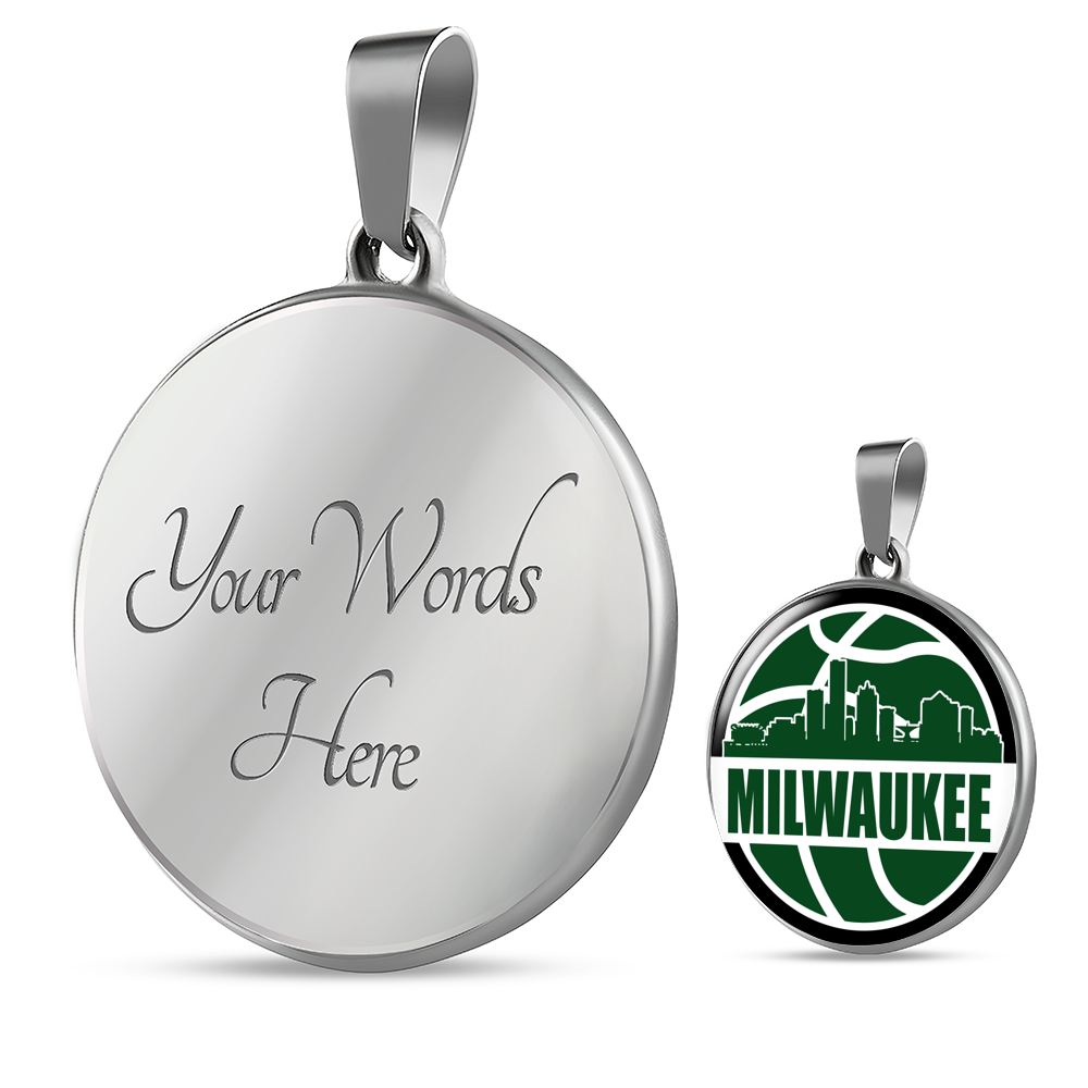 Milwaukee Basketball City Necklace Circle Pendant Stainless Steel or 18k Gold 18-22-Express Your Love Gifts
