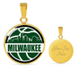 Milwaukee Basketball City Necklace Circle Pendant Stainless Steel or 18k Gold 18-22-Express Your Love Gifts