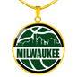 Milwaukee Basketball City Necklace Circle Pendant Stainless Steel or 18k Gold 18-22-Express Your Love Gifts