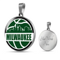 Milwaukee Basketball City Necklace Circle Pendant Stainless Steel or 18k Gold 18-22-Express Your Love Gifts