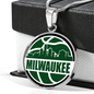 Milwaukee Basketball City Necklace Circle Pendant Stainless Steel or 18k Gold 18-22-Express Your Love Gifts