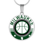 Milwaukee Basketball Necklace Circle Pendant Stainless Steel or 18k Gold 18-22-Express Your Love Gifts