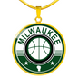 Milwaukee Basketball Necklace Circle Pendant Stainless Steel or 18k Gold 18-22-Express Your Love Gifts
