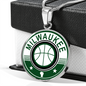 Milwaukee Basketball Necklace Circle Pendant Stainless Steel or 18k Gold 18-22-Express Your Love Gifts