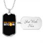 Mine Your Own Bitcoin Crypto Necklace Stainless Steel or 18k Gold Dog Tag 24" Chain-Express Your Love Gifts