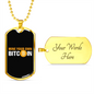 Mine Your Own Bitcoin Crypto Necklace Stainless Steel or 18k Gold Dog Tag 24" Chain-Express Your Love Gifts