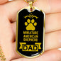 Miniature American Shepherd Dad Dog Necklace Stainless Steel or 18k Gold Dog Tag W 24" Dog Owner Lover-Express Your Love Gifts