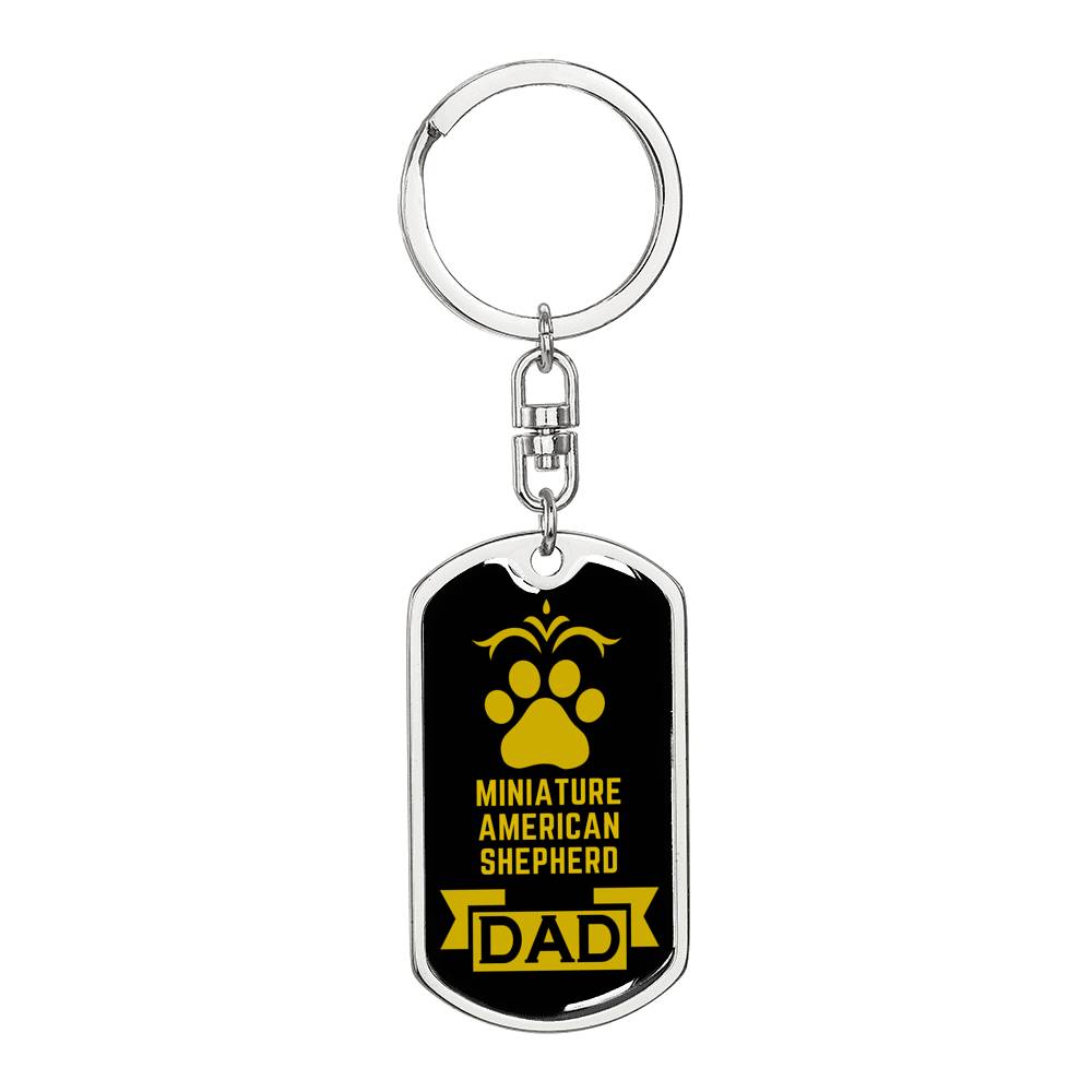 Miniature American Shepherd Keychain Stainless Steel or 18k Gold-Express Your Love Gifts